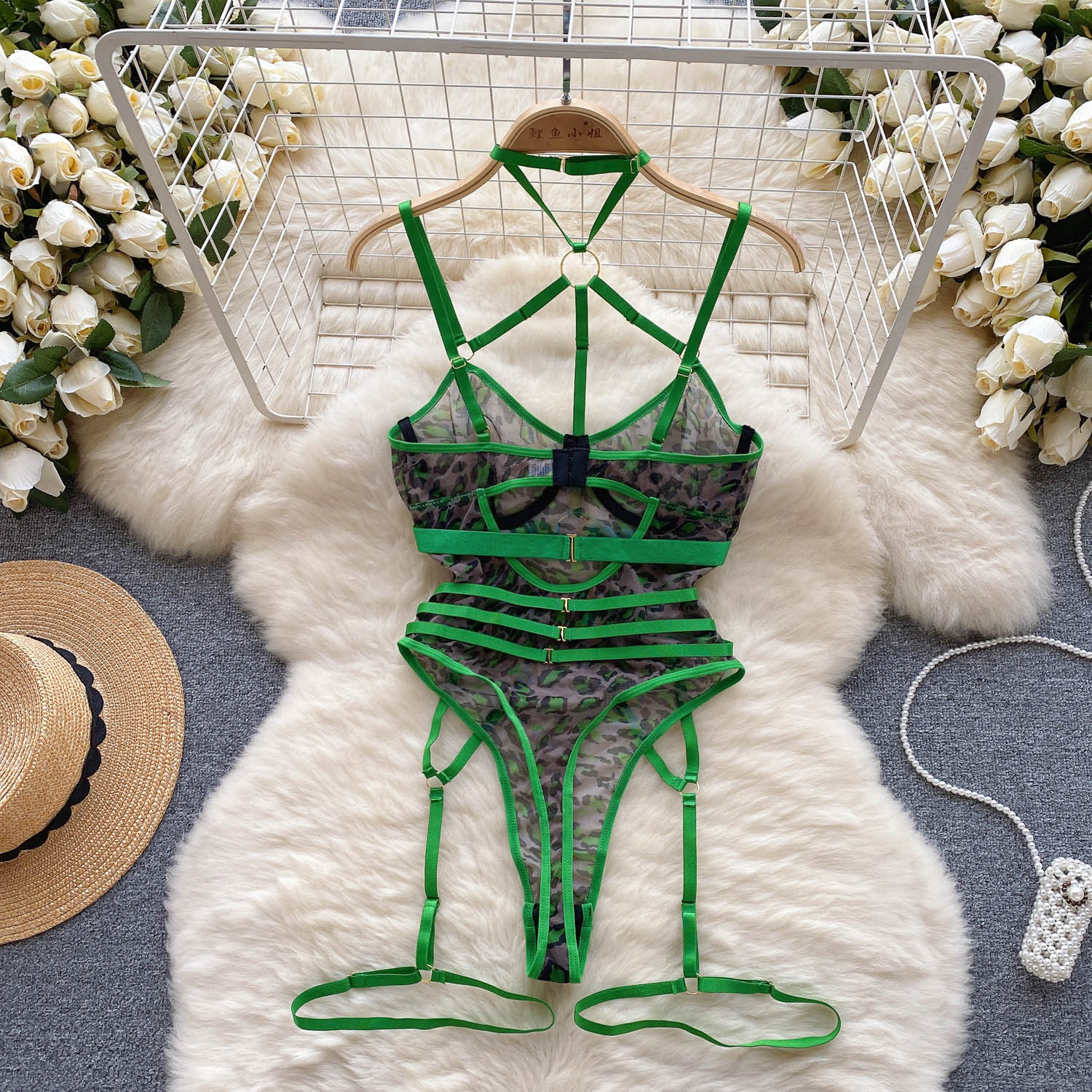 Summer Clothing Vintage - Women Hotsweet Mesh Vintage Straps Bodysuits