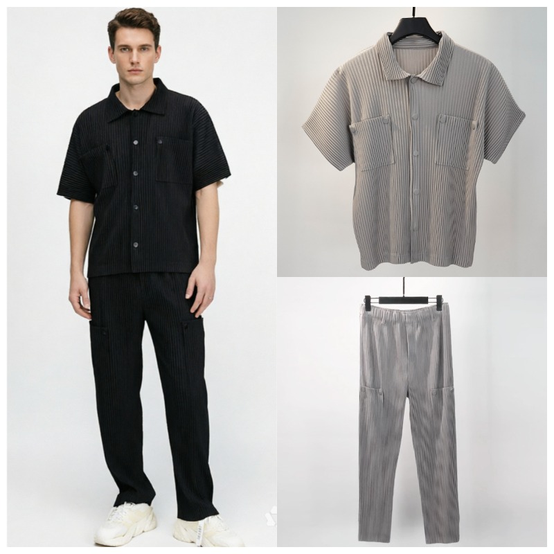 Summer Clothing Us - Miyake Pleated Shirt Set Plisse Men