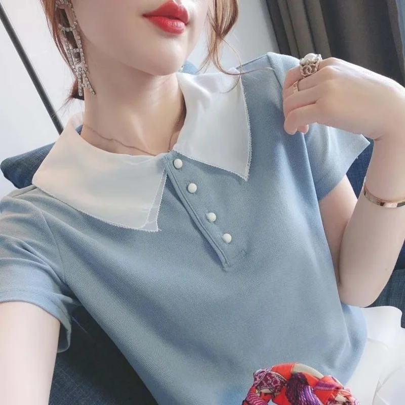 Quality Summer Clothing For Women - Short Sleeve Polo Neck T Shirt
