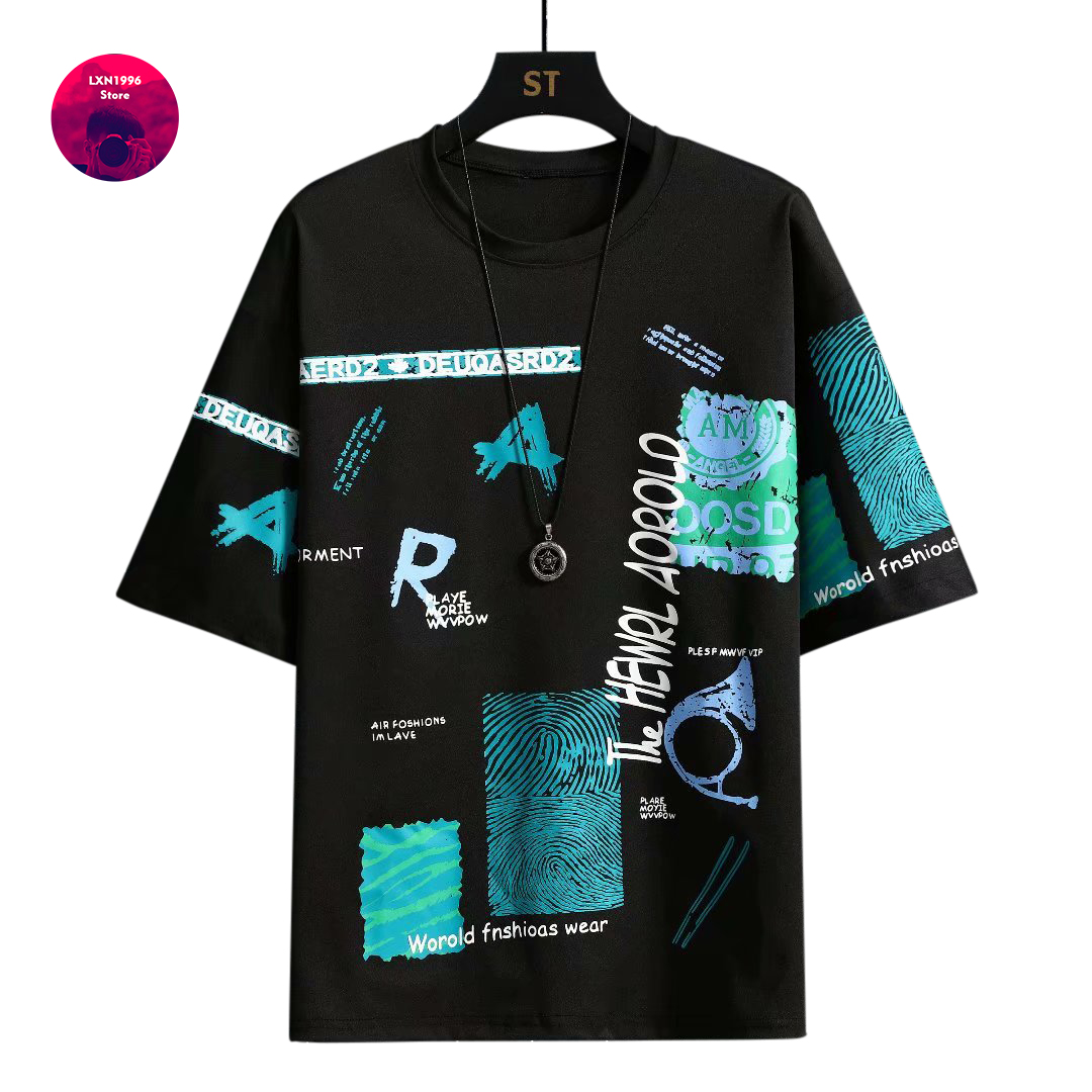 Vintage Summer Clothing Brand - Men Harajuku Graphic Black Summer Short