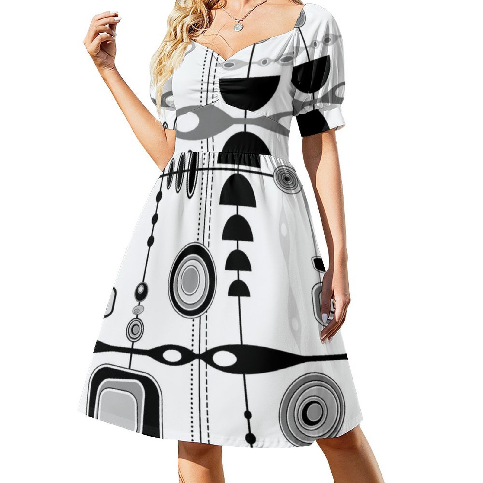 Mid Century Modern Print-Black - Summer Clothing Vintage ulasan dan harga