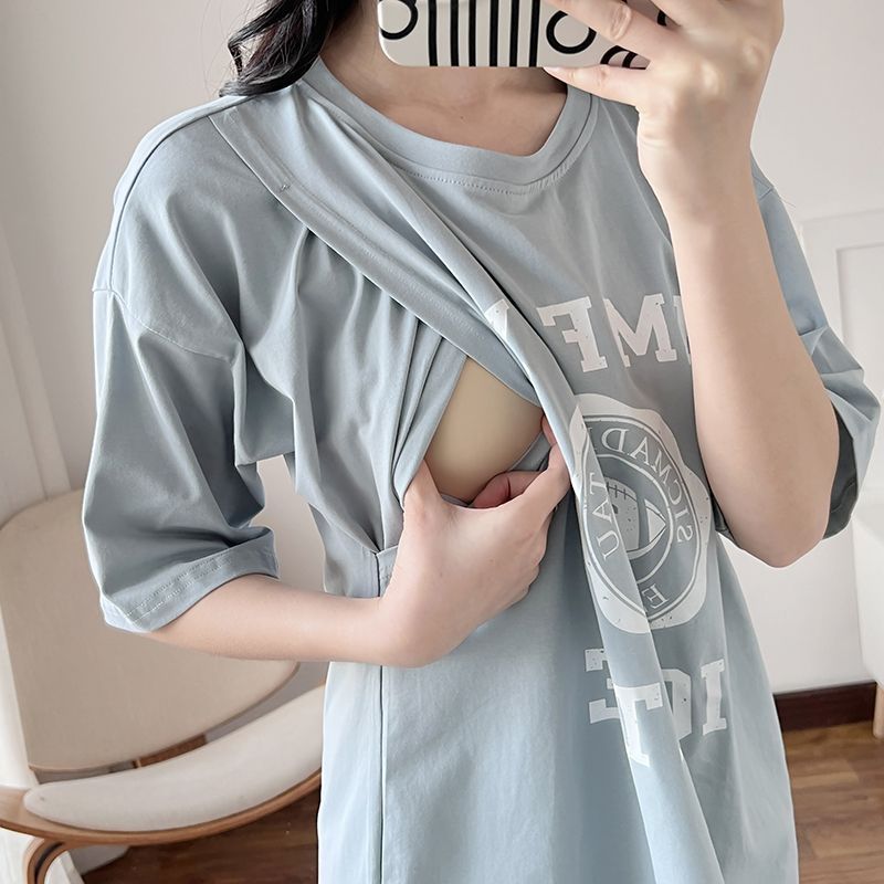 Nursing Dress Pregnant Breastf - Summer Clothing Us ulasan dan harga