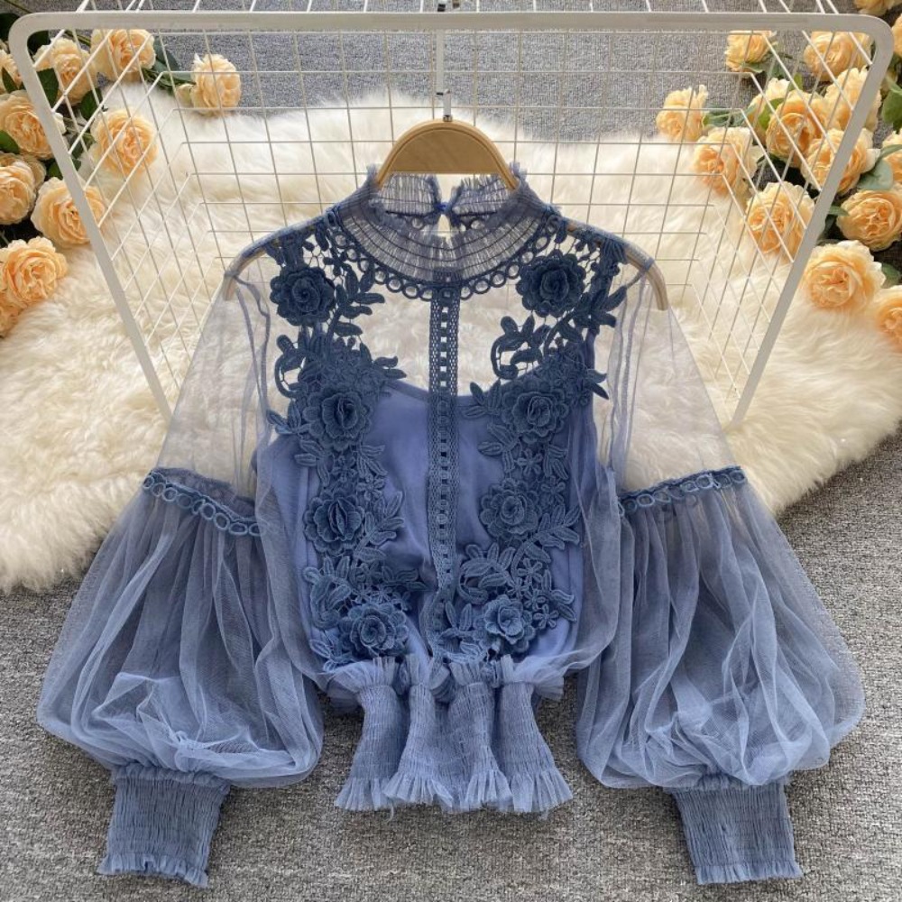 2Pcs/Set Lace Puff Long Sleeve - Summer Clothing Vintage ulasan dan harga