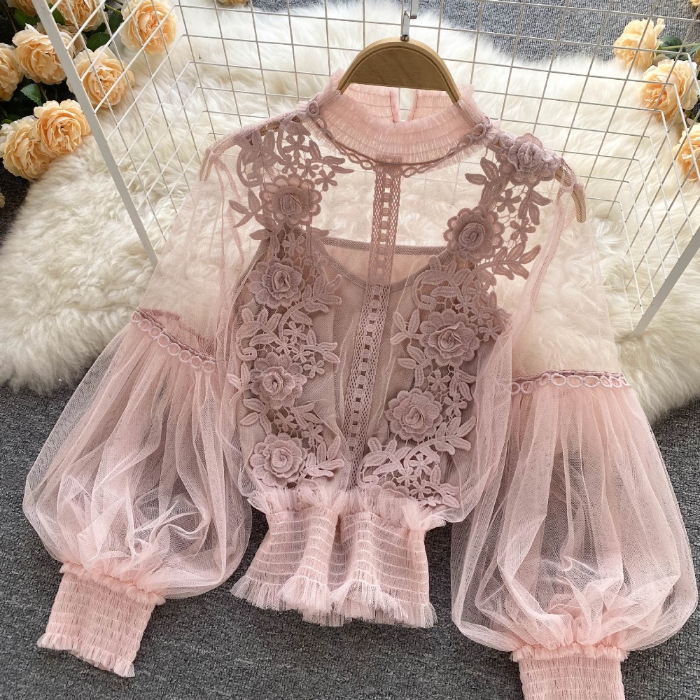 2Pcs/Set Lace Puff Long Sleeve - Summer Clothing Vintage ulasan dan harga