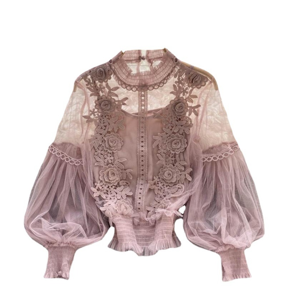 2Pcs/Set Lace Puff Long Sleeve - Summer Clothing Vintage ulasan dan harga