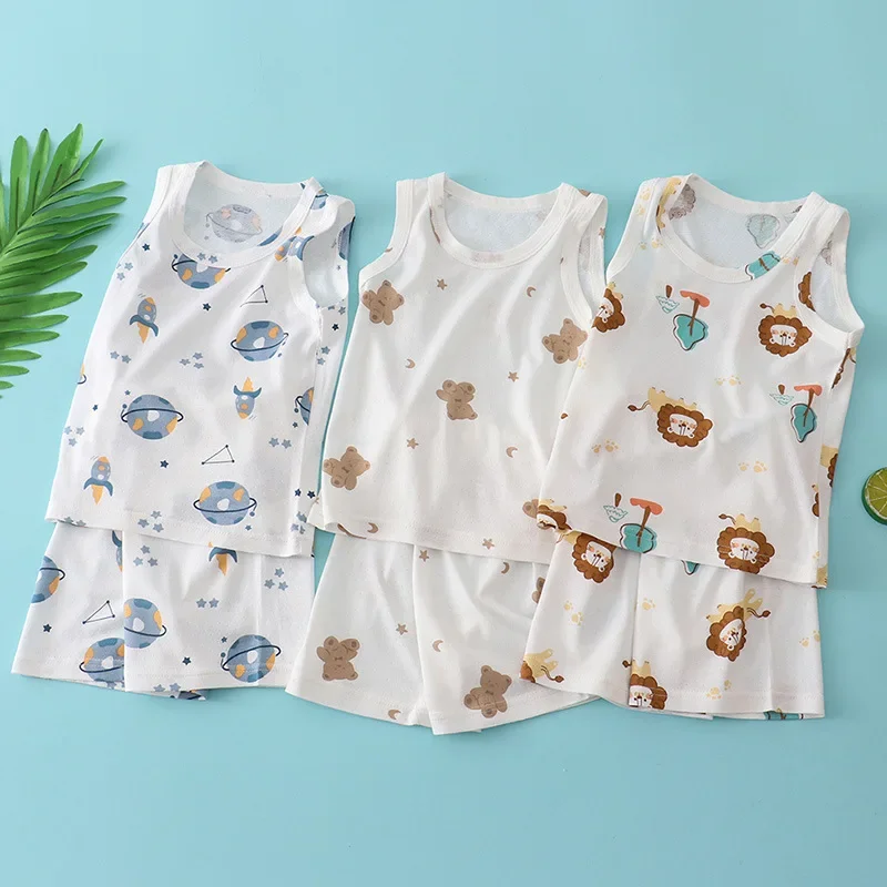 Kids Bamboo Cotton Vest Suit S - Summer Clothing Baby Boy ulasan dan harga