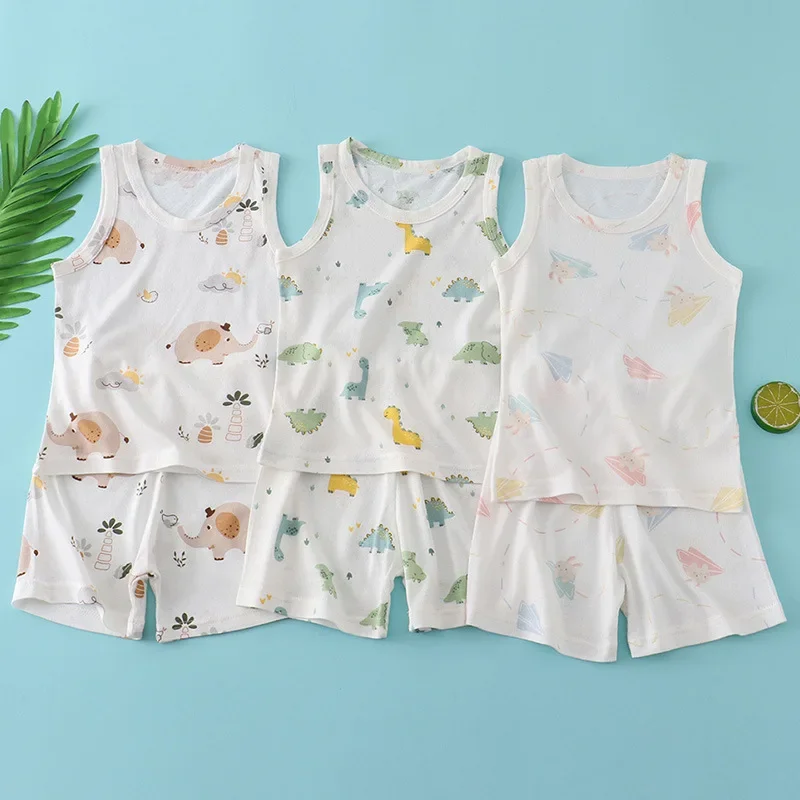 Kids Bamboo Cotton Vest Suit S - Summer Clothing Baby Boy ulasan dan harga