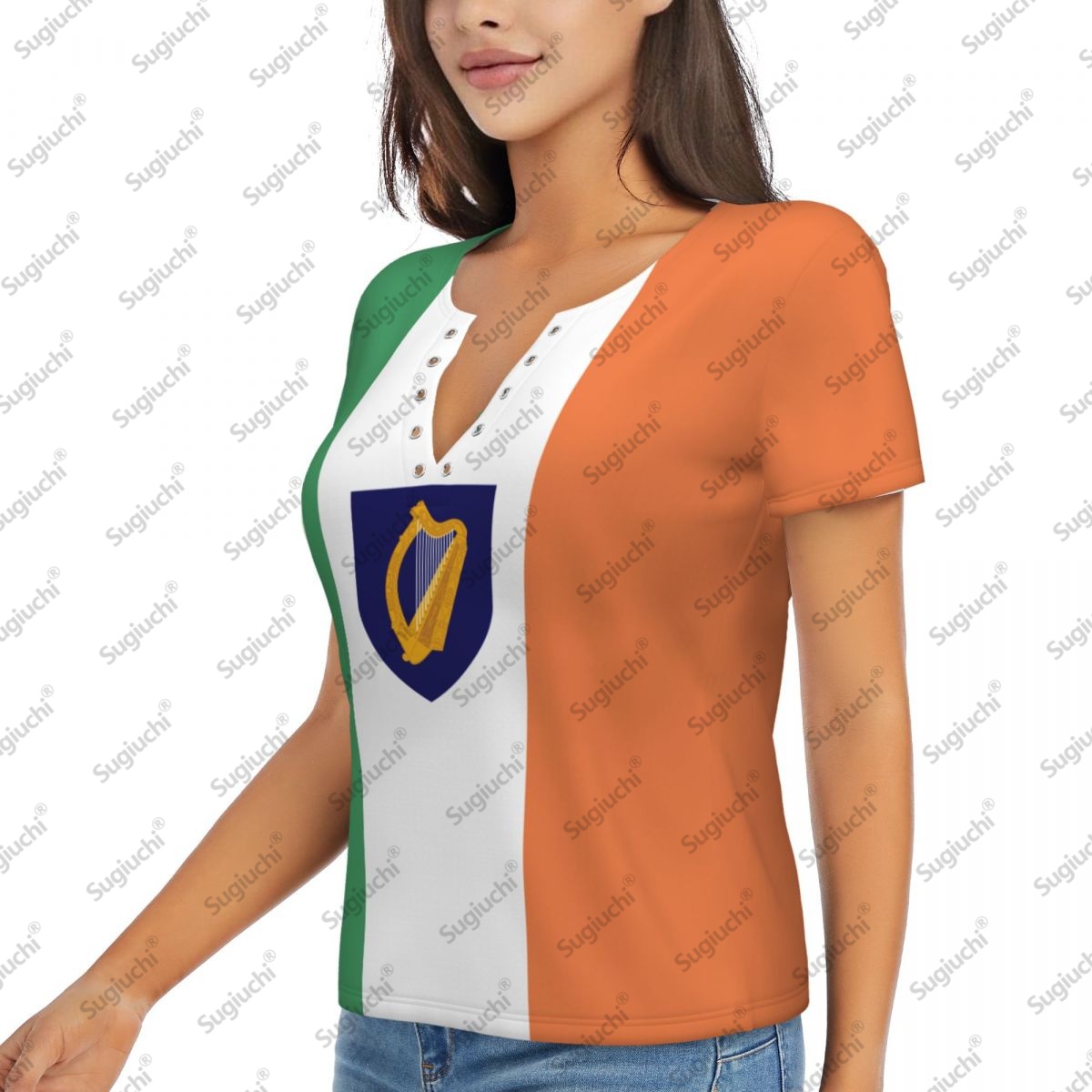 2025 Ireland Flag Sexy Deep V  - Ireland Summer Clothing ulasan dan harga