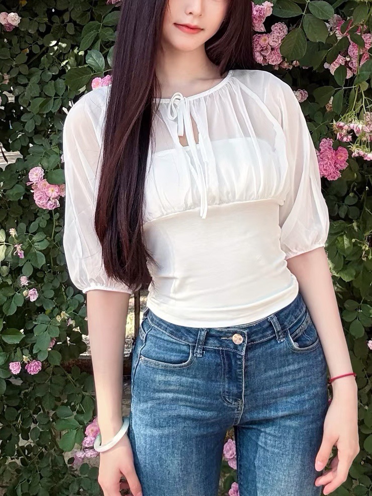 Mulberry Silk-Paneled Top with - Summer Clothing Us ulasan dan harga