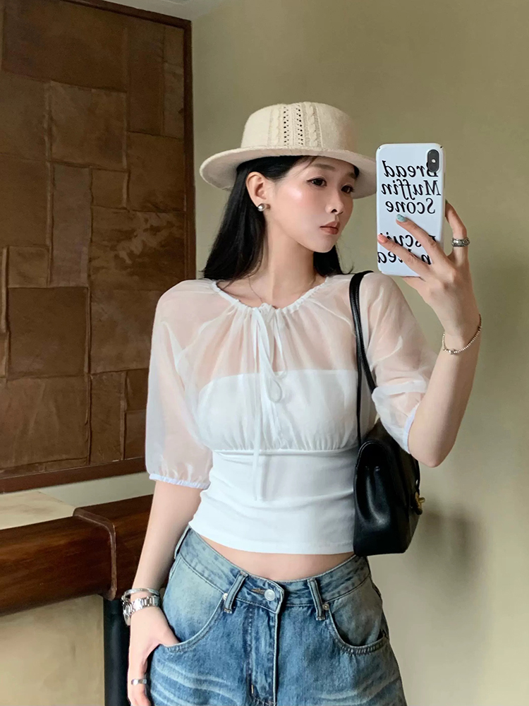 Mulberry Silk-Paneled Top with - Summer Clothing Us ulasan dan harga