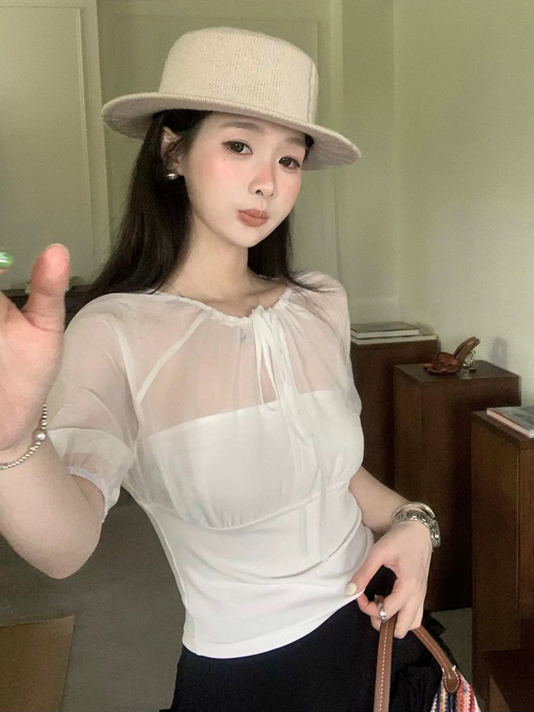 Mulberry Silk-Paneled Top with - Summer Clothing Us ulasan dan harga
