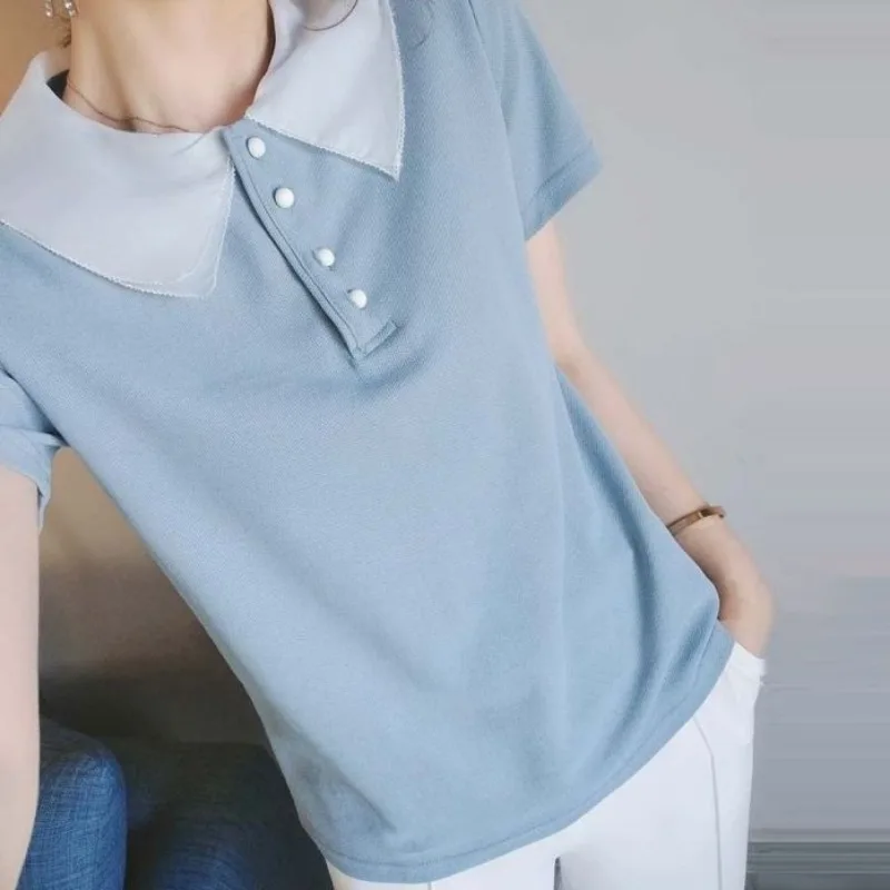 Short Sleeve Polo Neck T Shirt - Quality Summer Clothing For Women ulasan dan harga