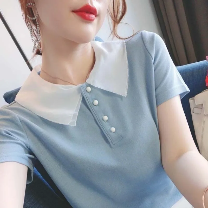 Short Sleeve Polo Neck T Shirt - Quality Summer Clothing For Women ulasan dan harga