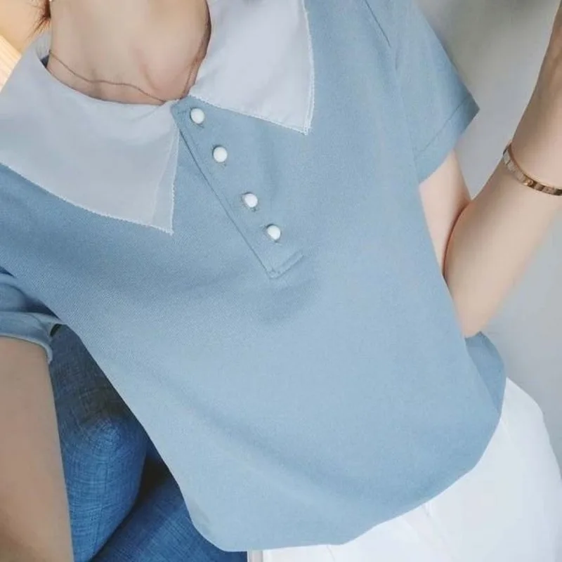 Short Sleeve Polo Neck T Shirt - Quality Summer Clothing For Women ulasan dan harga