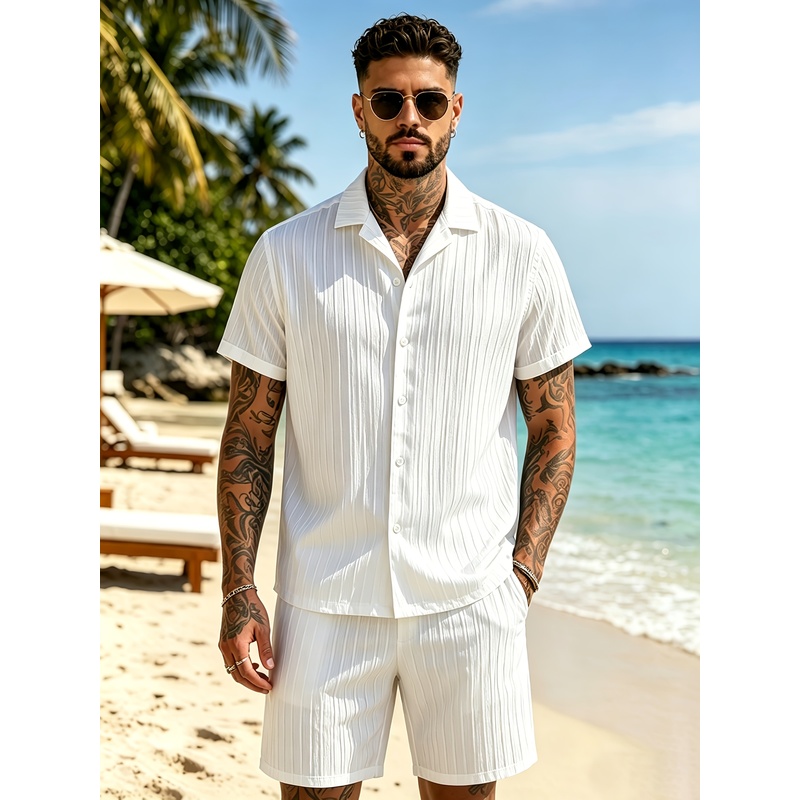 2Men's Summer Casual Suit Set， - Summer Clothing Us ulasan dan harga