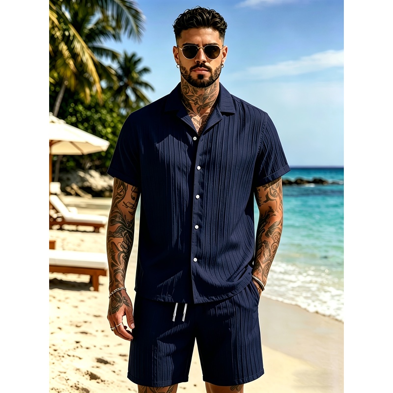 2Men's Summer Casual Suit Set， - Summer Clothing Us ulasan dan harga
