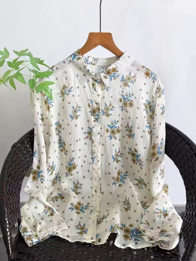 100% Ramie linen shirts and bl - Vintage Summer Clothing Brand ulasan dan harga