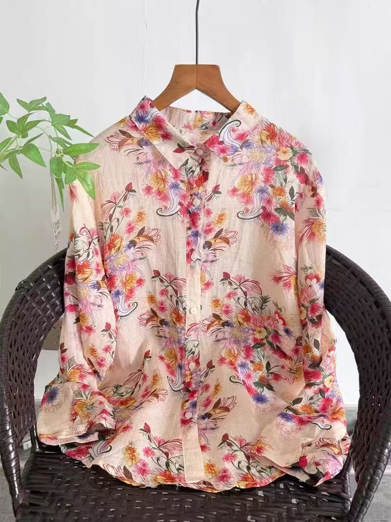 100% Ramie linen shirts and bl - Vintage Summer Clothing Brand ulasan dan harga