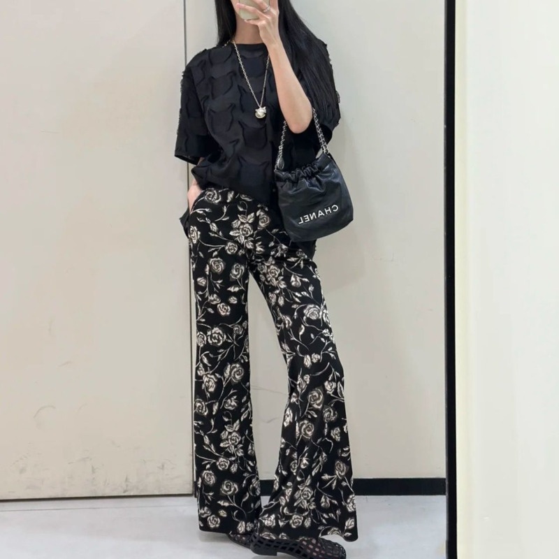 New French Flower Printed Flar - Vintage Summer Clothing Brand ulasan dan harga