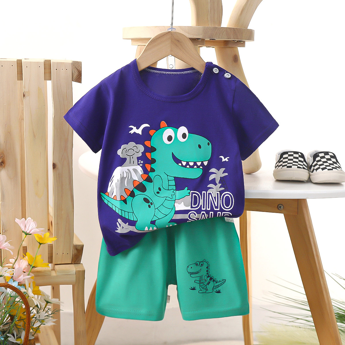 Kids Short Sleeve Set Cotton B - Summer Clothing Baby Boy ulasan dan harga